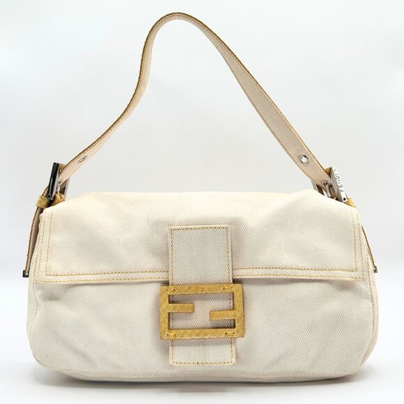 •SOLD•Vintage Fendi Denim and Python Baguette - Picture 1 of 9